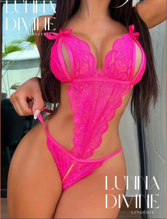 Ensemble dentelle rose fuchsia